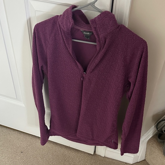 Eddie Bauer Textured Plum Quarter-Zip Pullover - Picture 1 of 2
